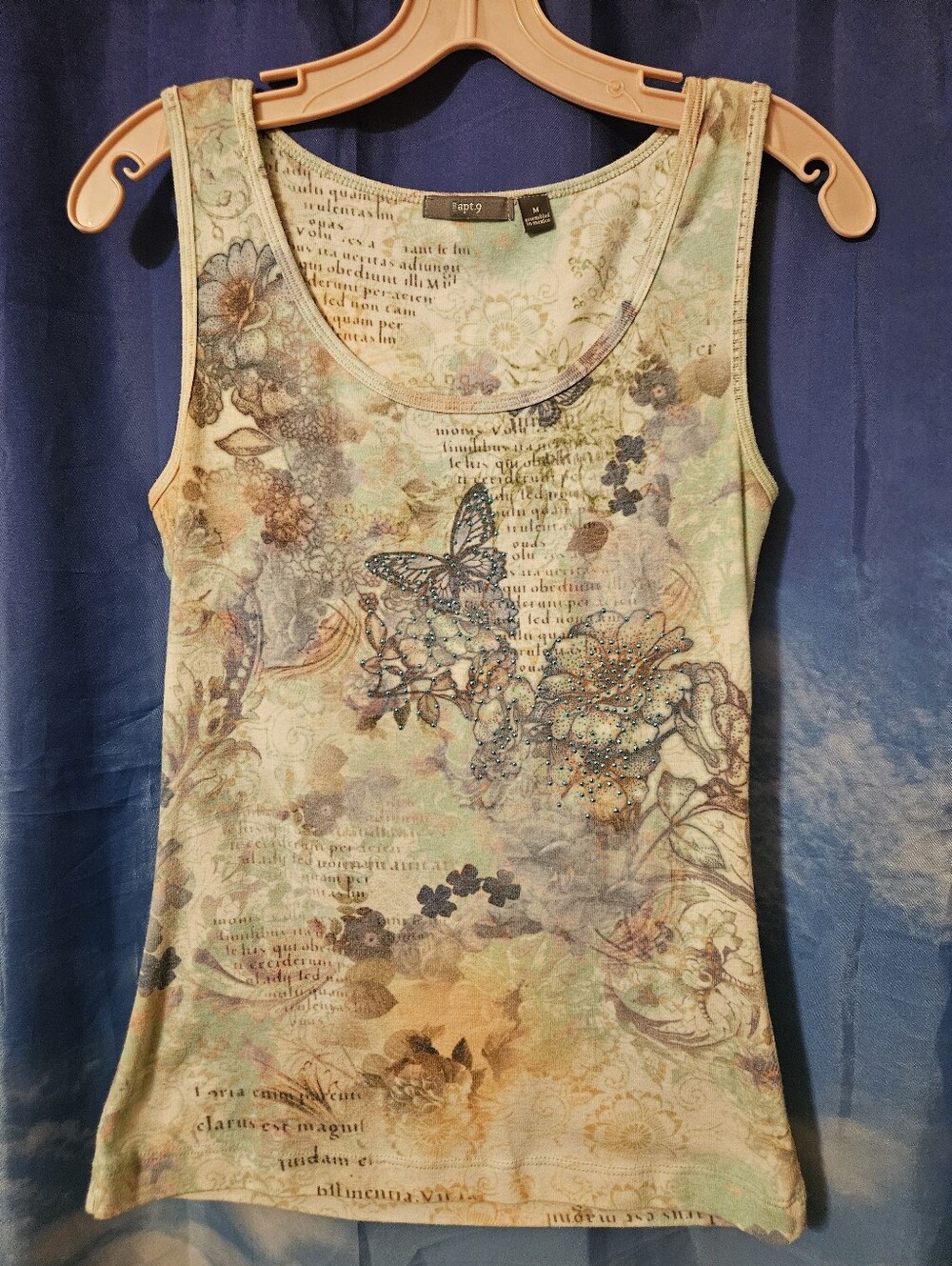 Apt. 9 Pastel Multi Floral & Butterfly Scoop Neck Tank